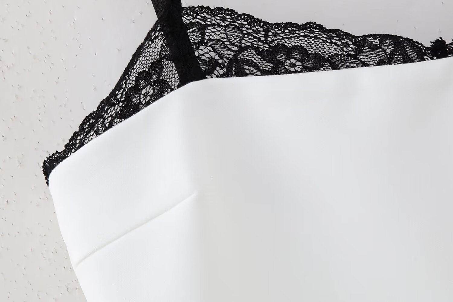 Lace Slim Fit Patchwork Slip Dress Fashion - Mubimart