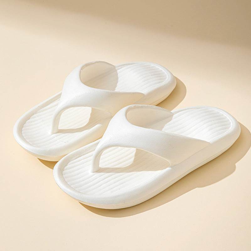 Solid Color Striped Texture Flip-Flops Slippers For Women Men Non-slip Wear-resistant House Shoes Summer Outdoor Beach Shoes Couple - Mubimart
