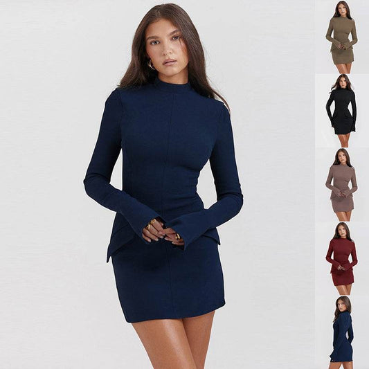 Fashion Slim-fit Long-sleeved Dress Sexy Hip-overing Temperament Elegant Dresses Women's Clothing - Mubimart