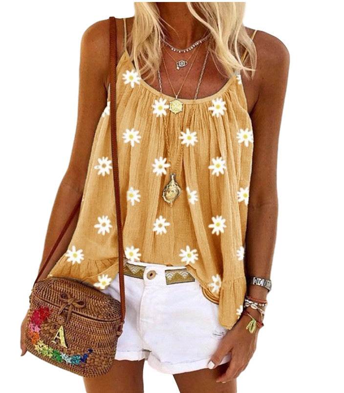 Ladies Daisy Print Camisole Top - Mubimart