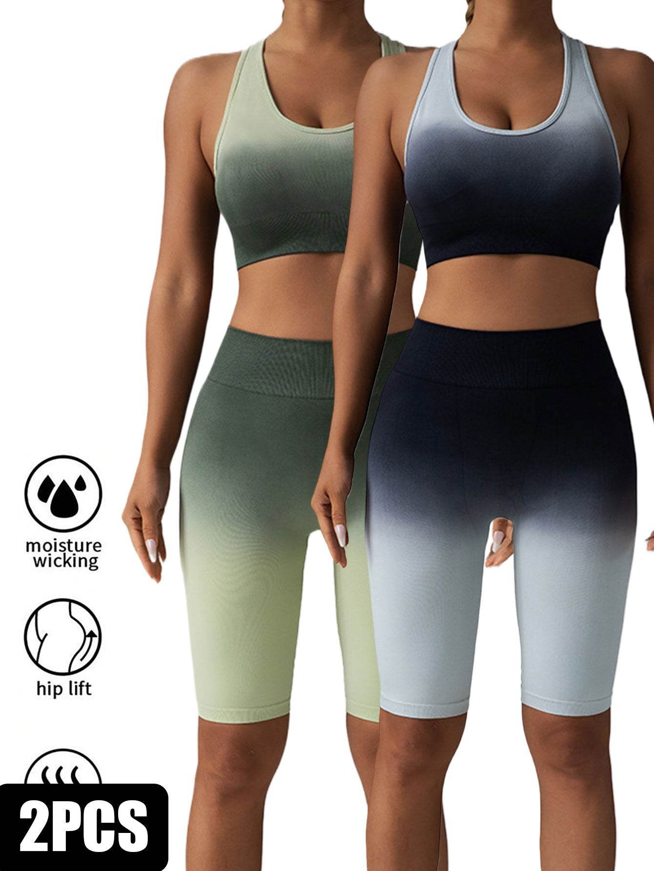 2 Pack Workout Shorts For Women Scrunch Butt Lifting High Waisted Yoga Gym Seamless Booty Biker Shorts - Mubimart
