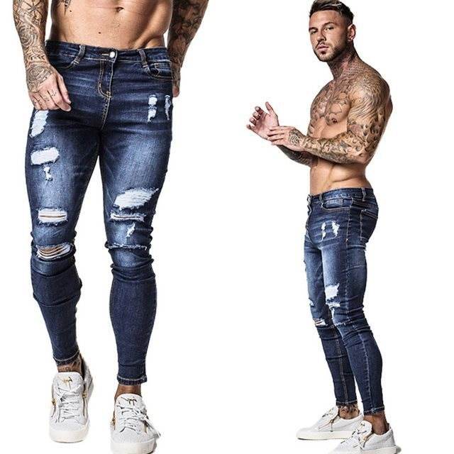 Patchwork Pants Jeans Men's Fit - Mubimart