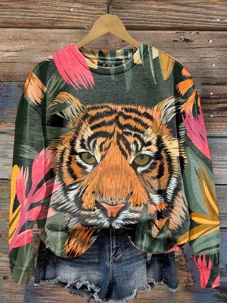 Long-sleeved Round Neck Tie-dye Printed Hoodies - Mubimart
