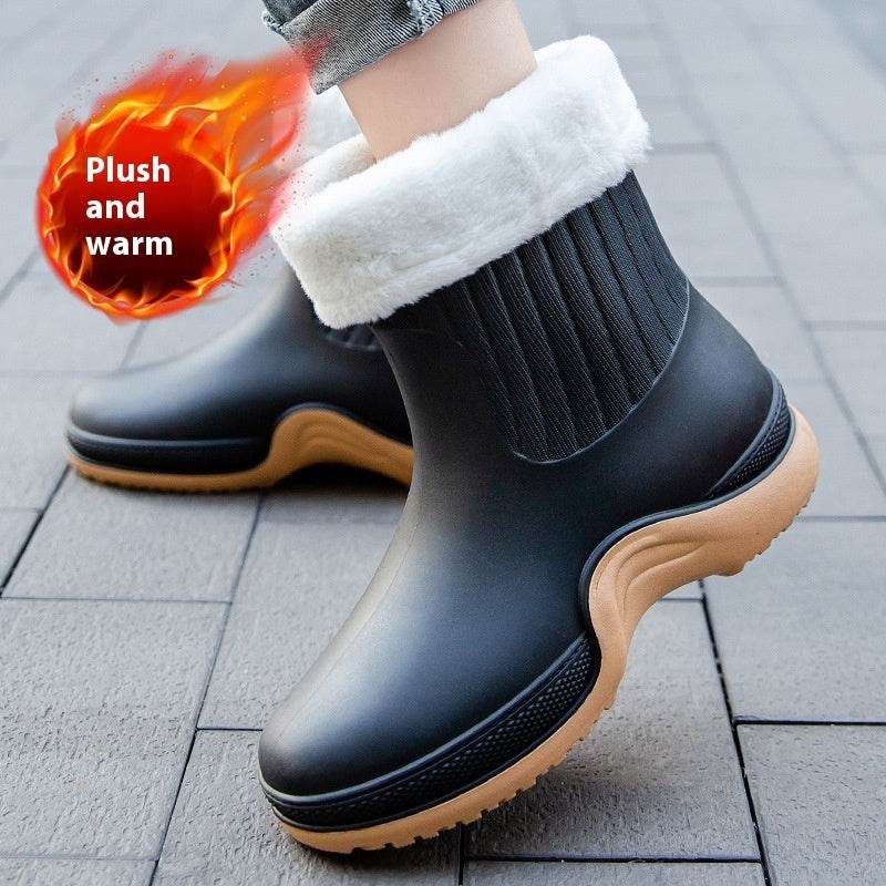 Women's Mid-calf Waterproof Soft-soled Rain Boots - Mubimart