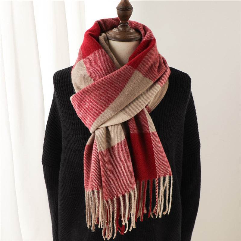Men's And Women's Thickened Warm Plaid Scarves - Mubimart