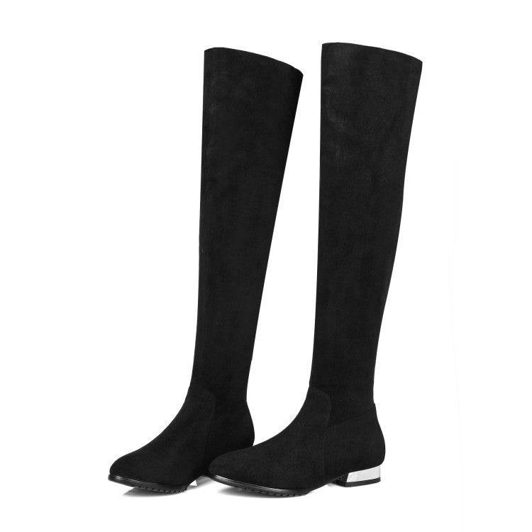 Suede Over The Knee Boots Women's Elastic Boots - Mubimart