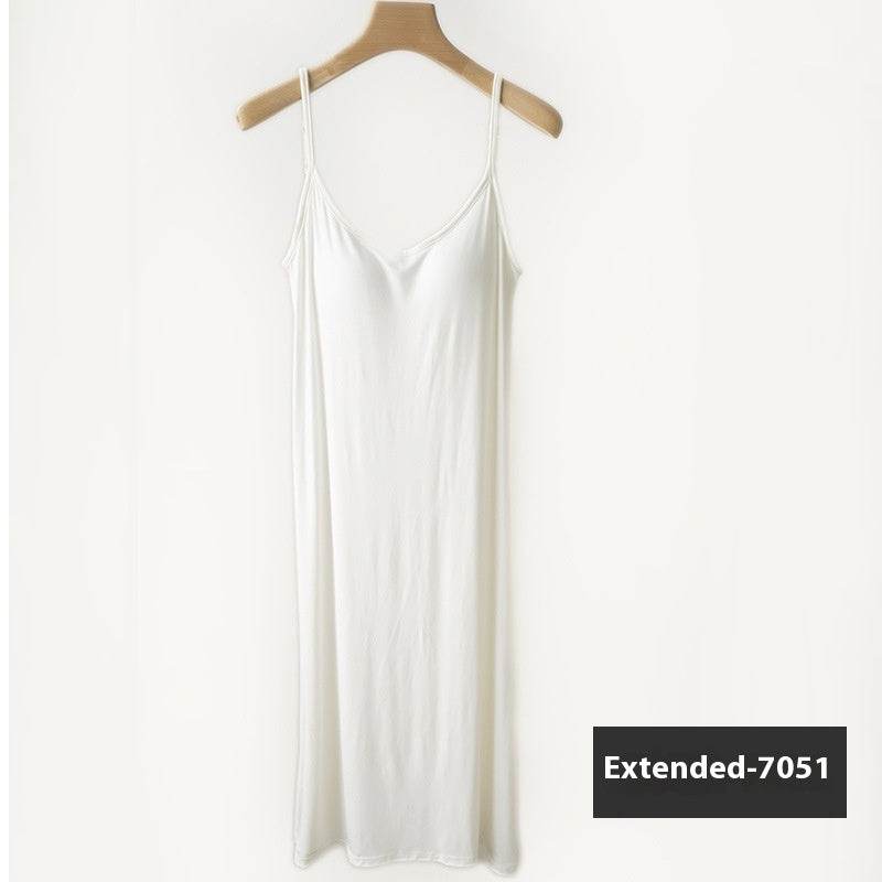 Plus Size Loose Lengthened Plus-sized Maternity Dress Sling Bottoming Shirt With Chest Pad - Mubimart