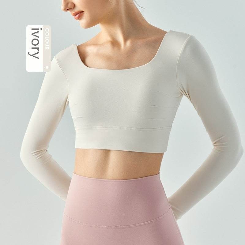 Outer Wear Chest Pad Workout Top - Mubimart