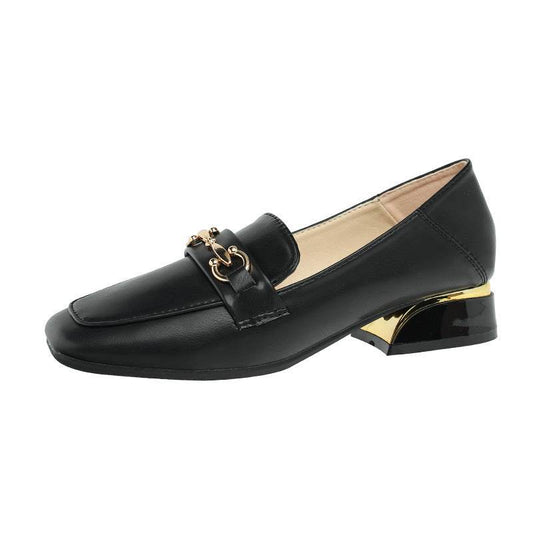 Spring And Autumn Mid-heel Women's Shoes One-foot Loafers Women - Mubimart