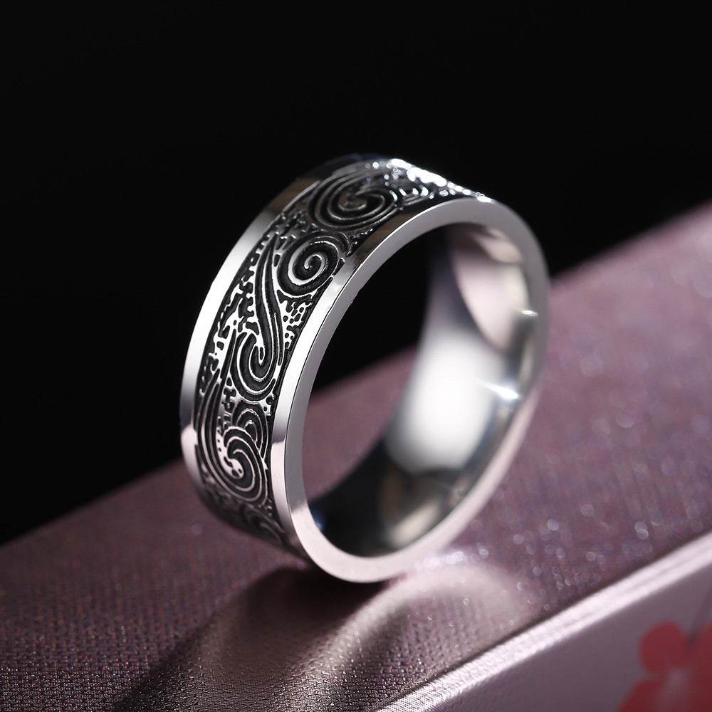 Titanium Steel Retro Men Ring - Mubimart
