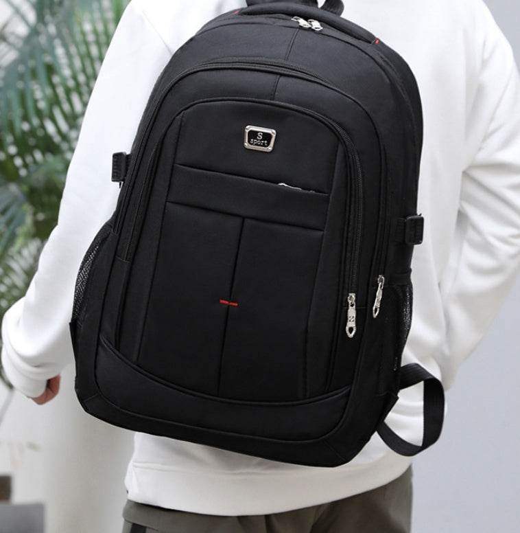 Mens Backpack Fashion Travel Computer College Student Bag Solid Color College Student Bag - Mubimart
