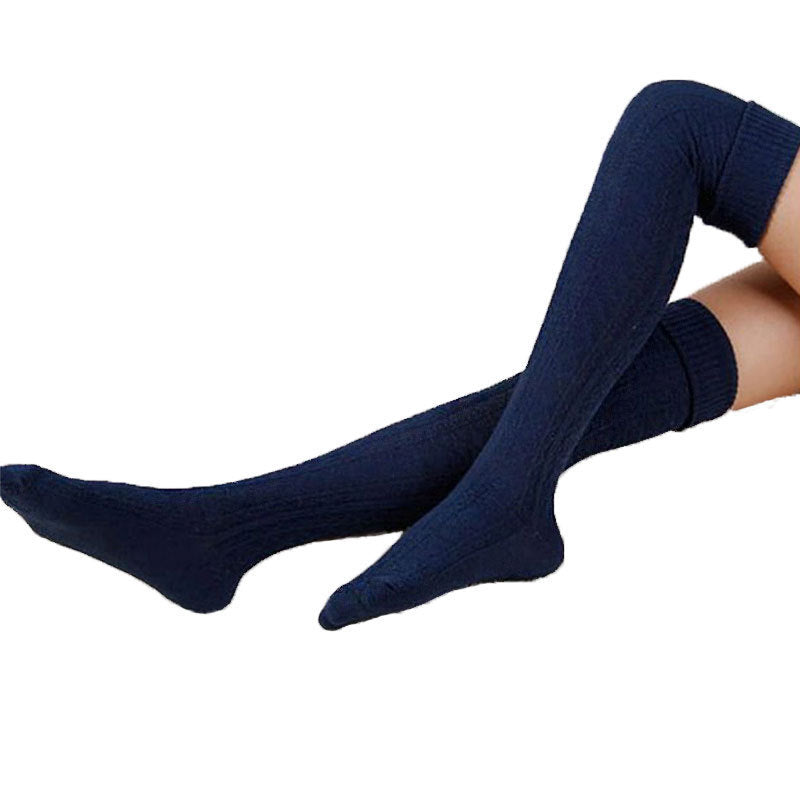 Women's Fashion Solid Color Warm Knee-high Socks - Mubimart -  