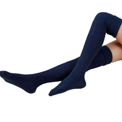 Women's Fashion Solid Color Warm Knee-high Socks - Mubimart -  