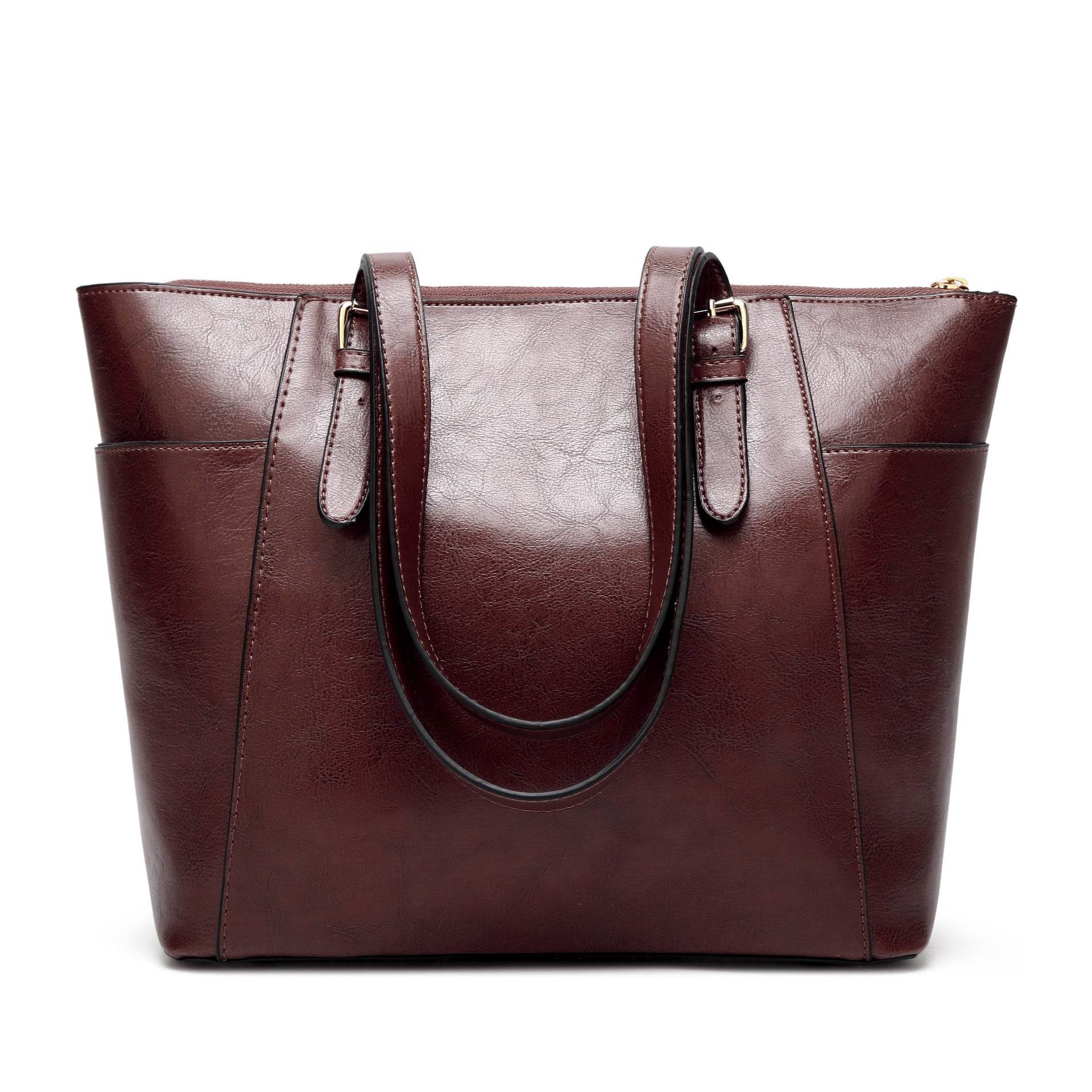 Oil Wax Leather Women Handbag Large Capacity Tote Bag - Mubimart