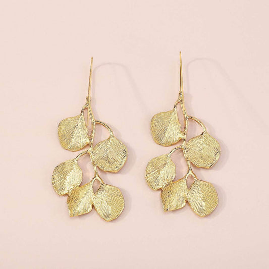 2025 Earring Necklace Luxury Metal Leaf Earrings Choker For Women Personality Jewelry Gift - Mubimart