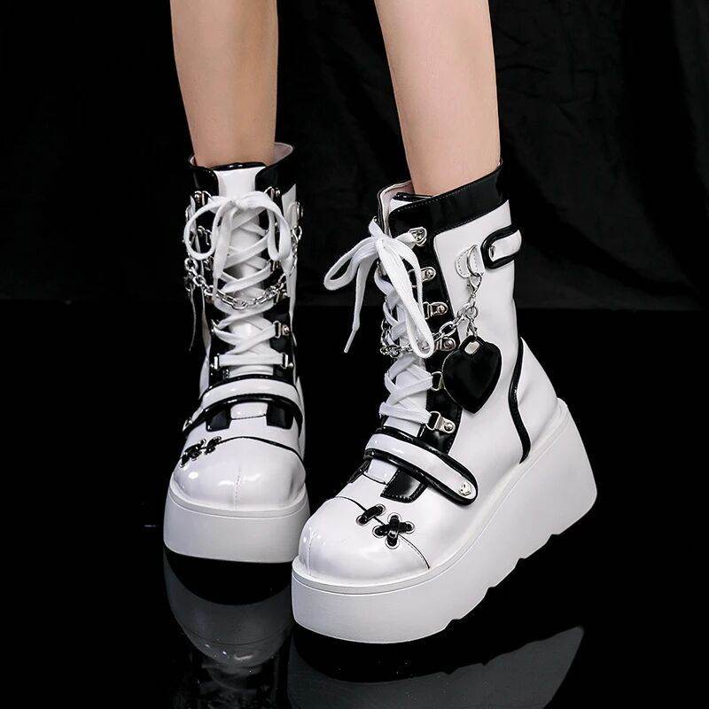 Motorcycle Mid-calf Female Thick Bottom Boots - Mubimart