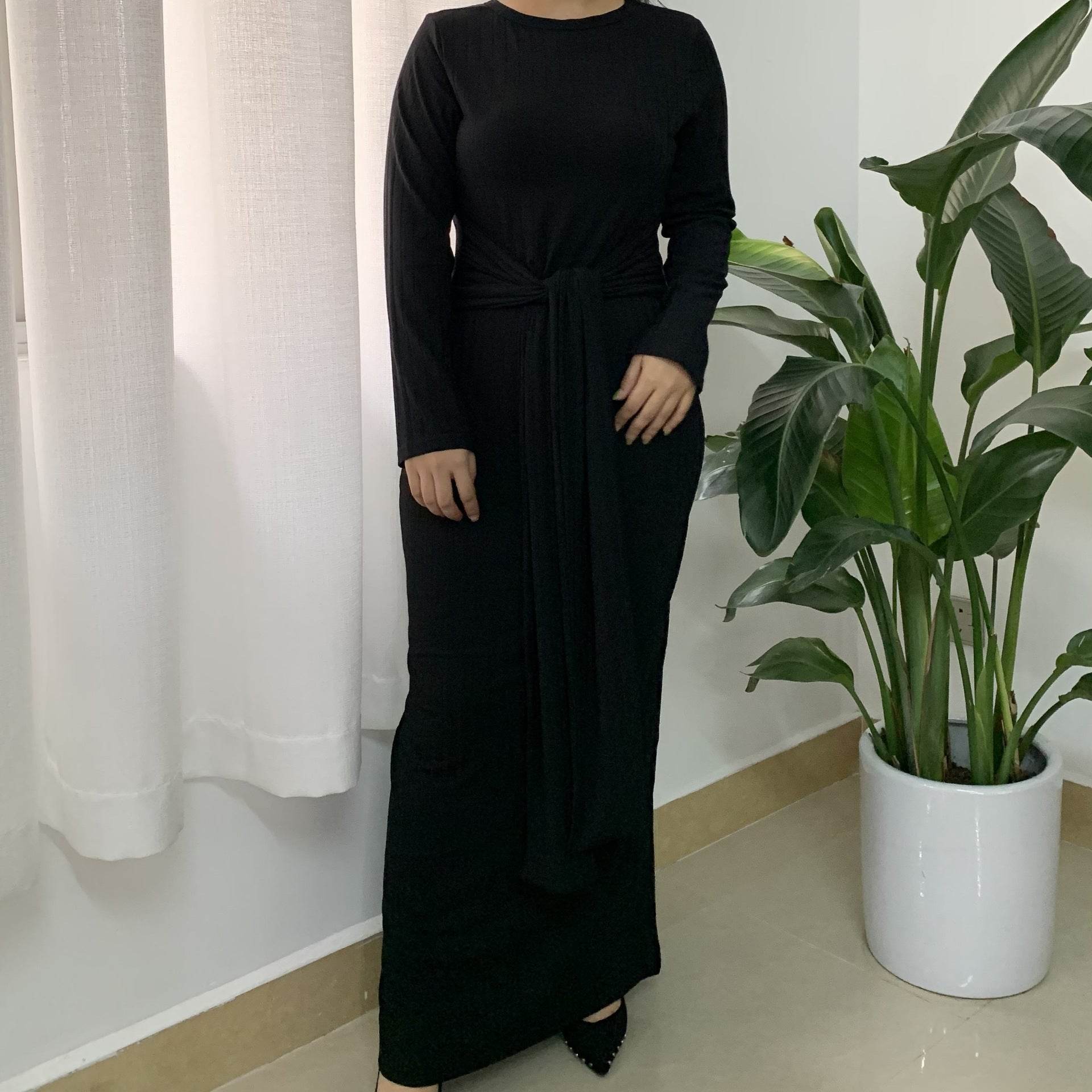 Middle East Dubai Robe Plus Size Knitted Muslim Dress - Mubimart