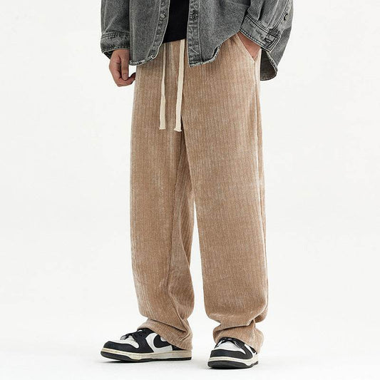 Corduroy Draped Knit Sweatpants For Men - Mubimart