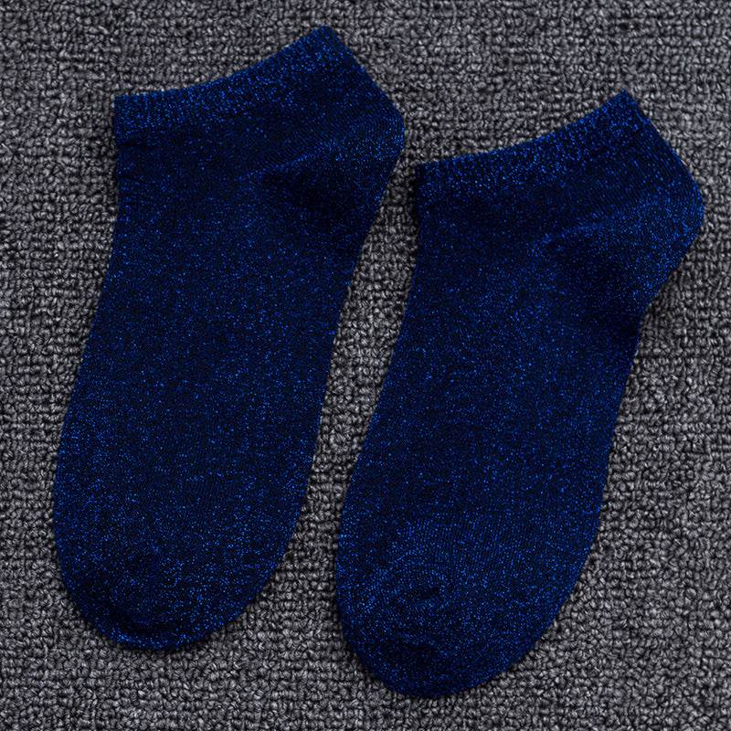 Spring And Summer New Japanese Socks Women's Low-cut Liners Socks Gold And Silver Silk Women's Thin Socks - Mubimart