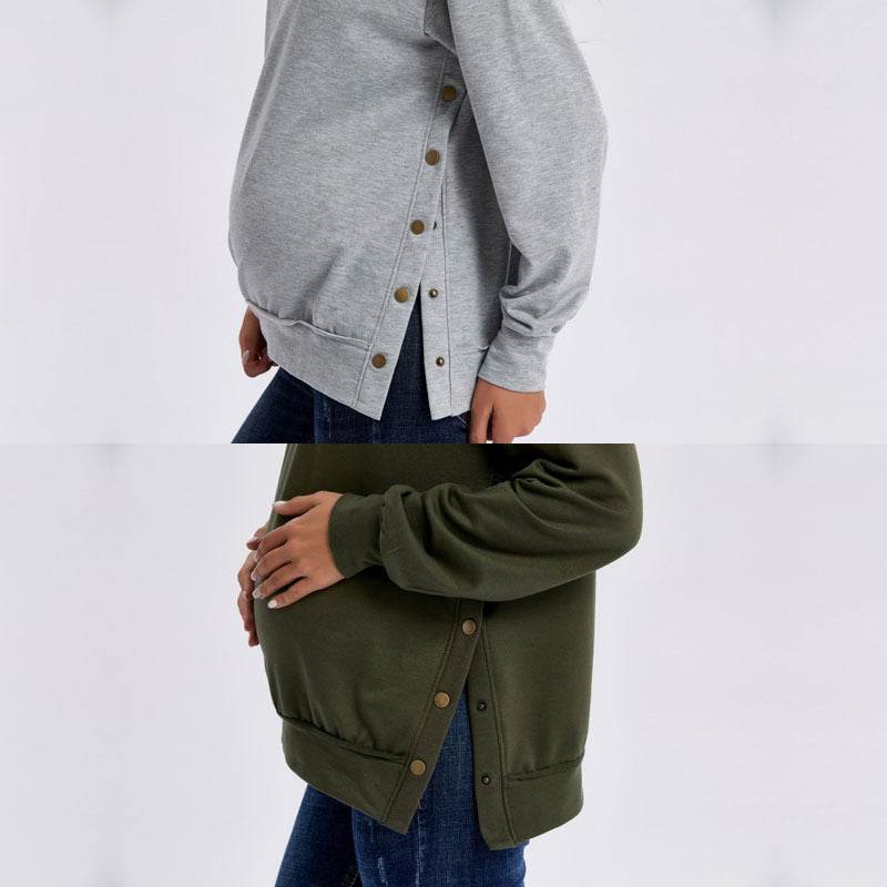 Autumn And Winter New Long Sleeve Maternity Clothing Loose Sweater - Mubimart