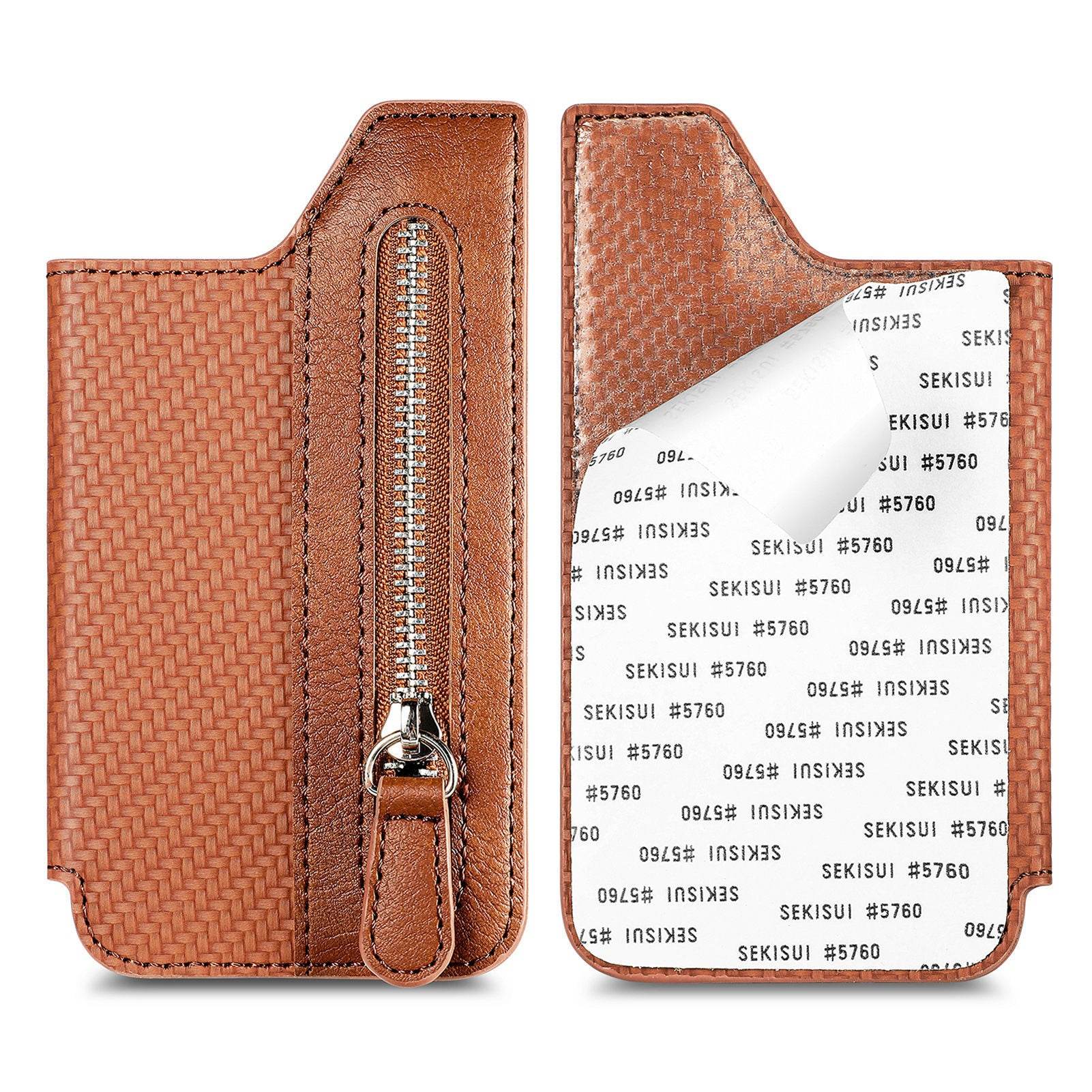 Card Holder Card Case Wallet Card Zipper Magnetic Snap Adhesive Portable Card Holder - Mubimart