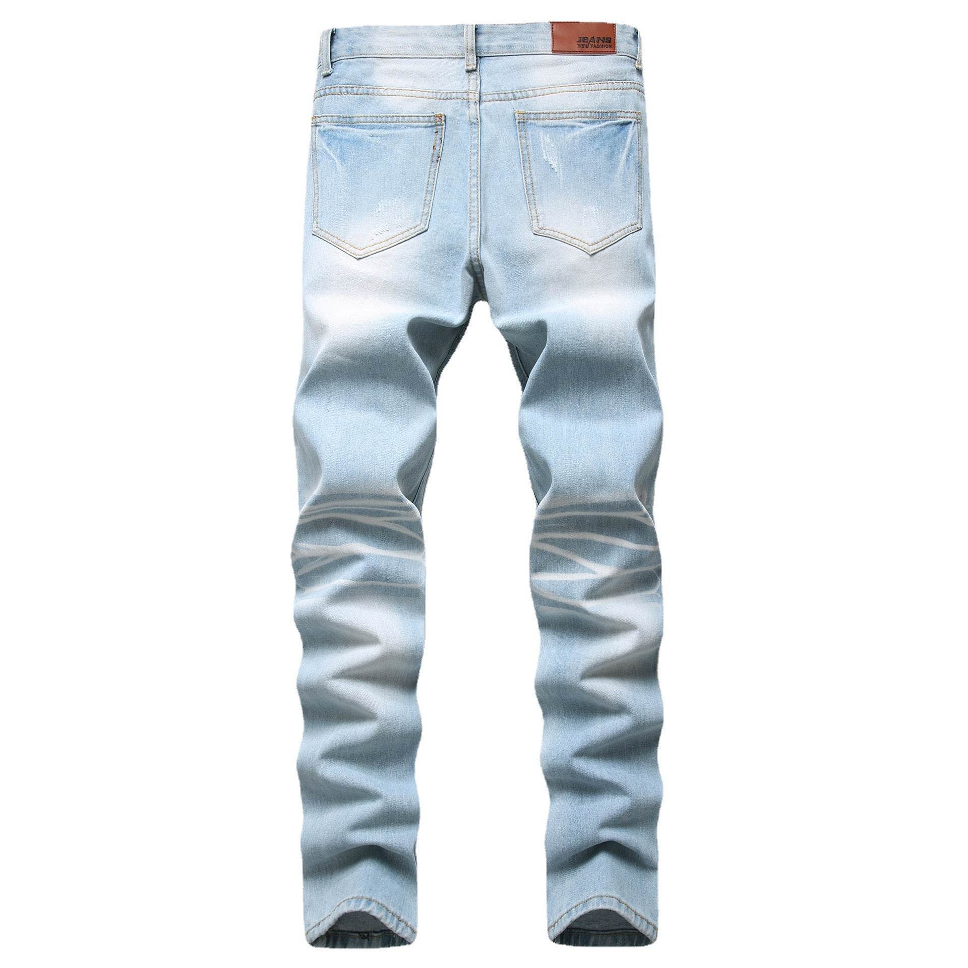 Men's Jeans Slim Fit Straight Ripped - Mubimart