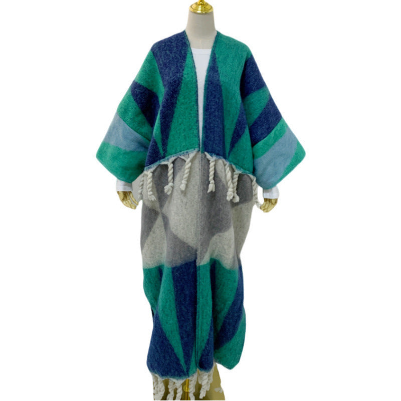 RETRO Geometric Double-sided Color Matching Robe For Women - Mubimart -  