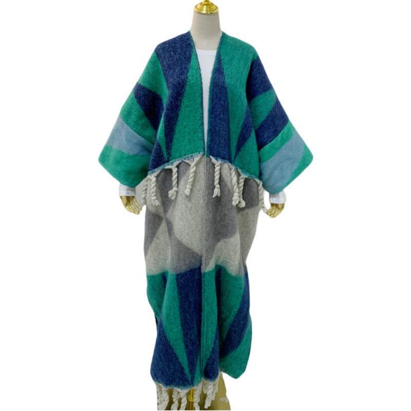 RETRO Geometric Double-sided Color Matching Robe For Women - Mubimart