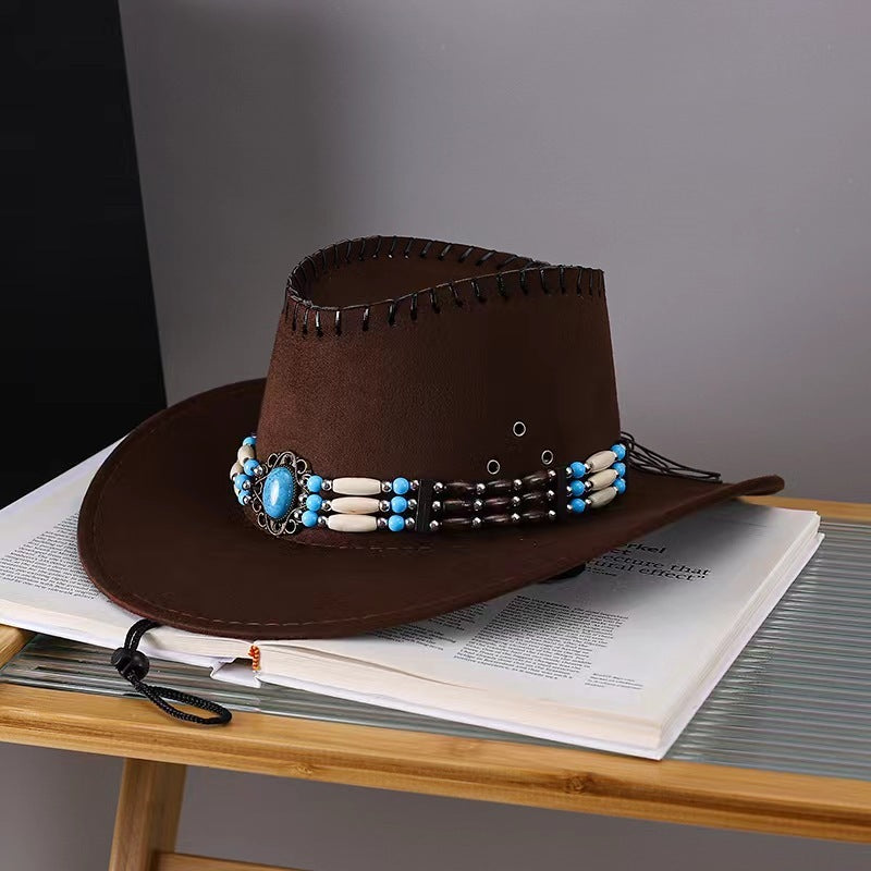 Western Cowboy Hat Men's And Women's Gem Chain Fedora Hat