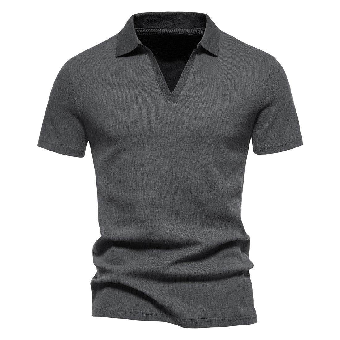 Henley Shirt Men's Short-sleeved T-shirt Henry Collar American Retro Men's Workout Top - Mubimart