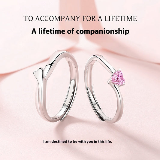 S925 Sterling Silver Romantic Love Couple Couple Rings