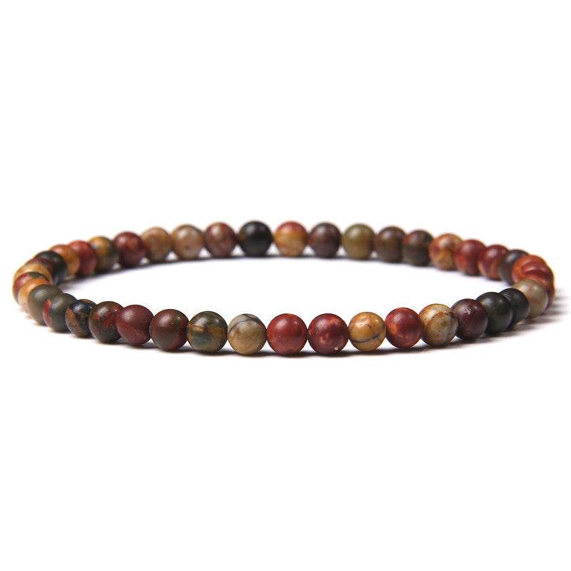 4mm Natural Agate Stone Beads Energy Charm Bracelet For Women - Mubimart