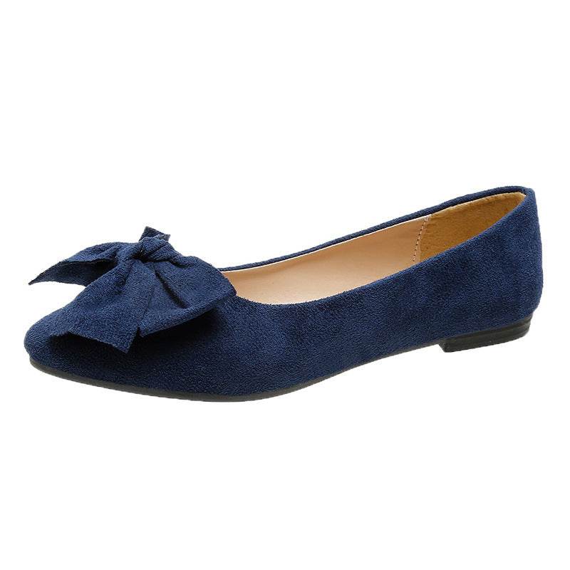 Big Bow Flat Shoes Pointed-toe Low-heeled Shoes Women Fashion Casual Breathable Slip On Flats - Mubimart