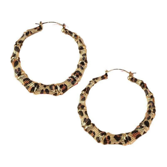 New Fashion Leopard Print Round Hoop Earrings For Women Jewelry Punk Metal Zebra Cow Big Circle Earring Female Party Gifts - Mubimart