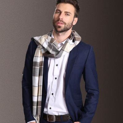 New Europe Fashion Shawl Scarves Men Winter Warm Tartan - Mubimart