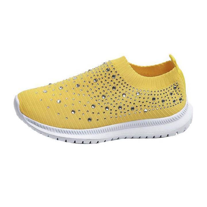 European And American Plus Size Rhinestone Stretch Sock Shoes Casual Men And Women Sneaker - Mubimart
