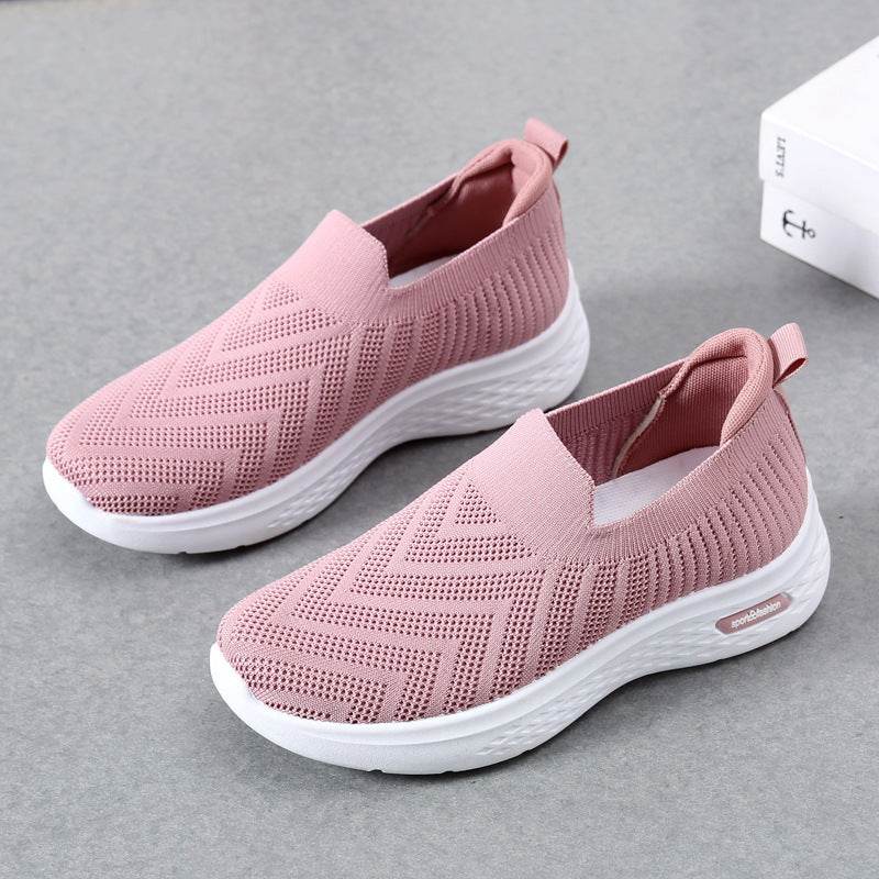 Casual Mesh Shoes Sock Slip On Flat Shoes For Women Sneakers Casual Soft Sole Walking Sports Shoe - Mubimart