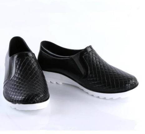 Fashion Waterproof Leather Rain Boots - Mubimart