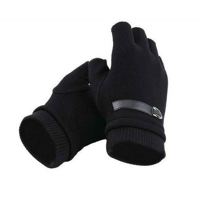 Mens Fingerless Gloves Magic Half Finger Winter Typing Touch Thermal Gloves Gift - Mubimart