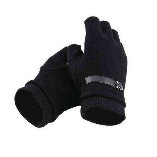 Mens Fingerless Gloves Magic Half Finger Winter Typing Touch Thermal Gloves Gift - Mubimart