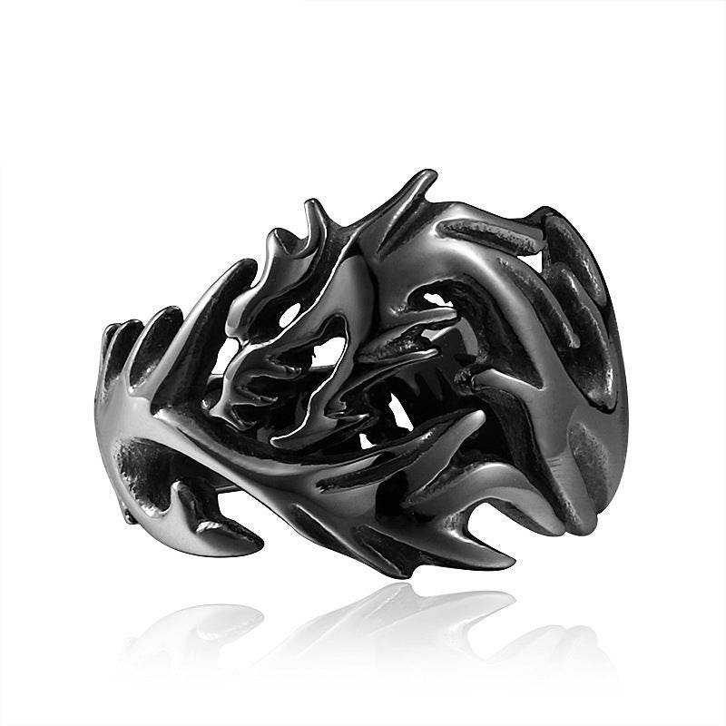 Trendy Fashion Stainless Steel Dragon-shaped Open Ring Personality Men Titanium Steel Ring Ornament - Mubimart