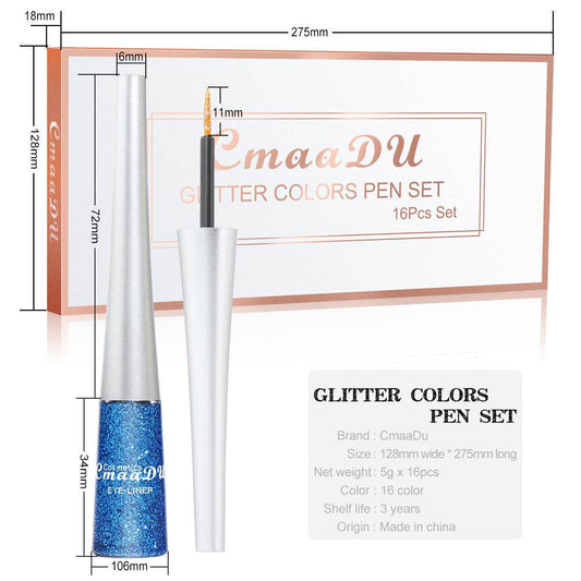 Fashion Creative Glitter Powder Liquid Eyeliner Set - Mubimart