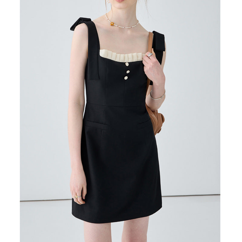 Black Camisole Dress Slimming Temperament - Mubimart -  