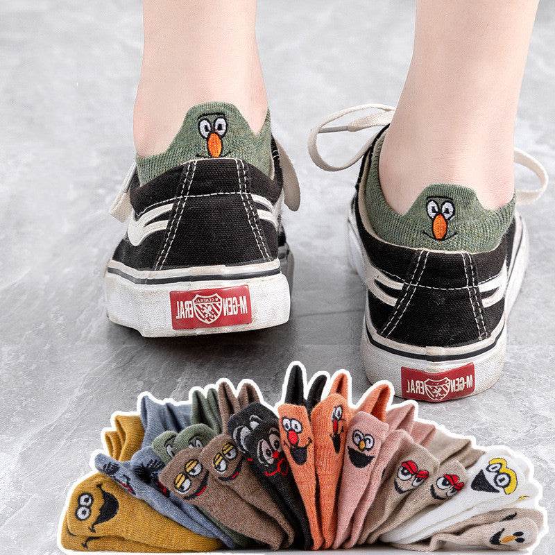 Socks Women's Socks Shallow Mouth Cotton Boat Socks Couples Mid-tube Low - Mubimart