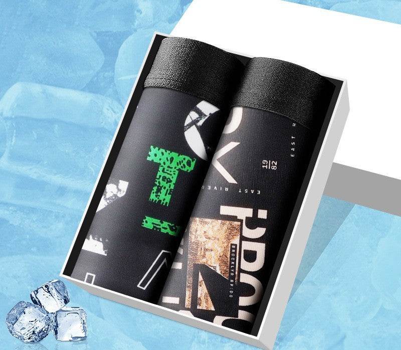 Men's Printed Ice Silk Breathable Boxers - Mubimart