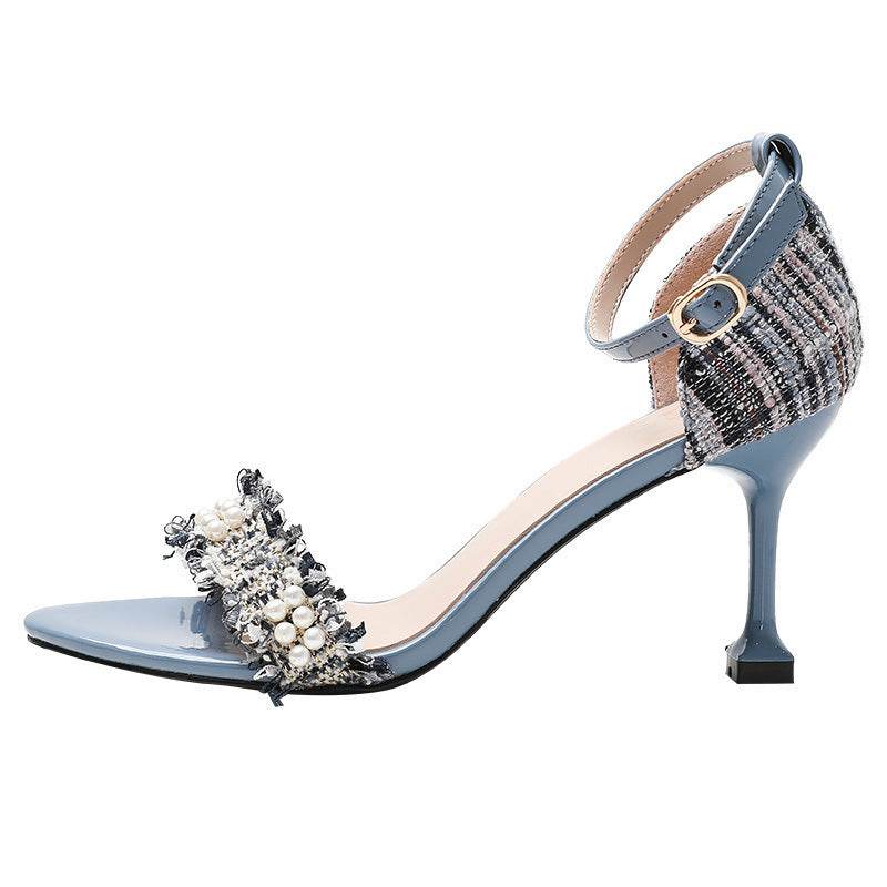 French Pointed Toe Slingback Stiletto Heel High Heels - Mubimart