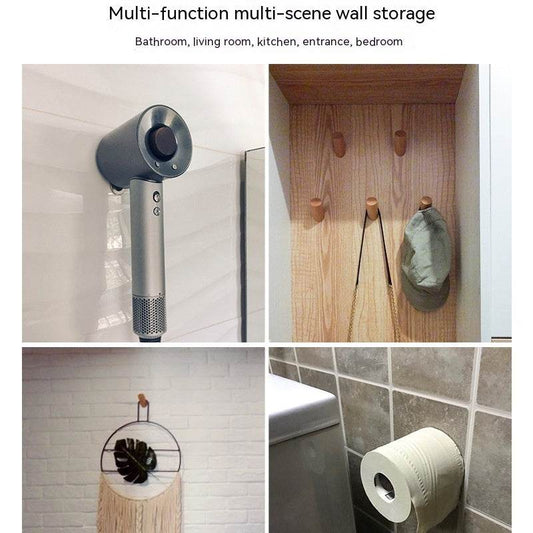 Solid Wood Hook Sticky Hook Punch-free - Mubimart
