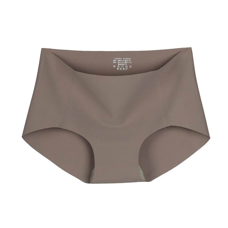 Women's Thin Mid-waist High-waist Plain Muscle Magic Seamless Panties - Mubimart