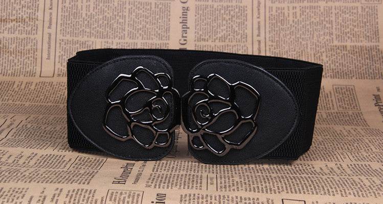 3 Women's Belts Elastic Belts Belts Rose Buckle Belts Tight Belts - Mubimart