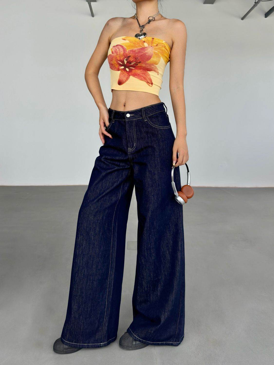 Fashion American Retro Wide Leg Jeans For Women - Mubimart